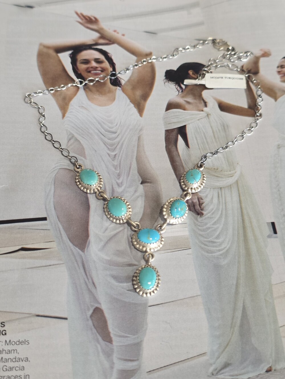 Majove Turquoise Stone Pendant Necklace - In STERLING SILVER ~ Women Jewelry - Picture 3 of 9